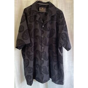 Baroque Black Premium Short Sleeve Butt Down - Paisley - Size 3XL